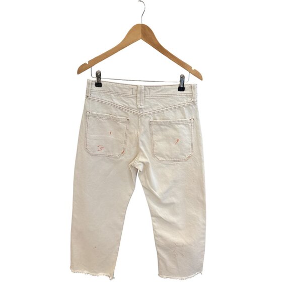 We The Free by Free People Cream Distressed Straight Crop Jeans – Size 27 – High - Picture 2 of 13